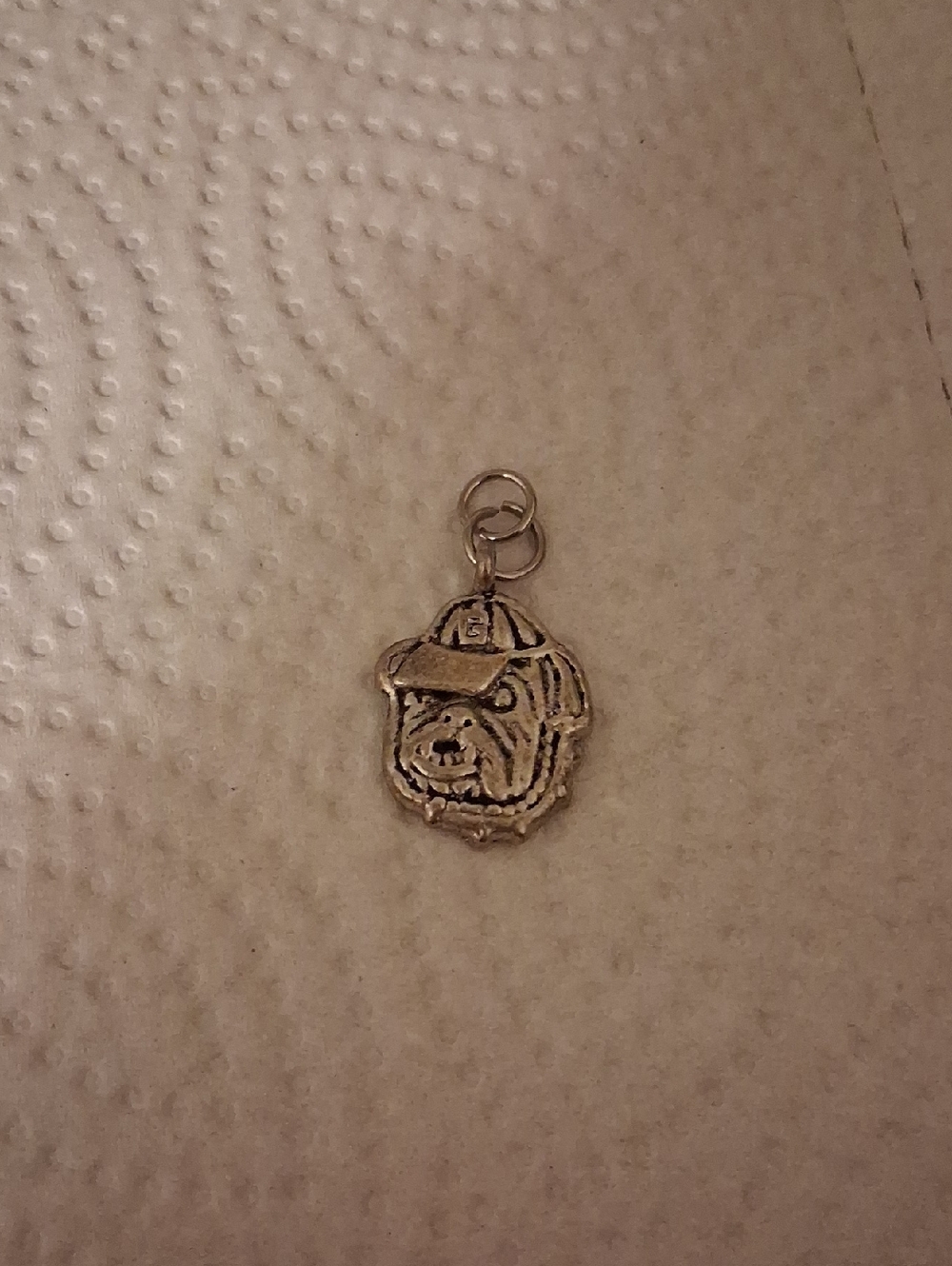 Silver Bulldog Charm Pendant - Silver